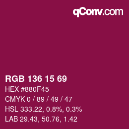 Color code: RGB 136 15 69 | qconv.com