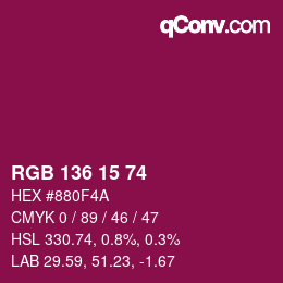 Color code: RGB 136 15 74 | qconv.com