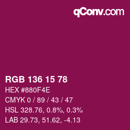 Color code: RGB 136 15 78 | qconv.com