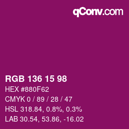 Color code: RGB 136 15 98 | qconv.com