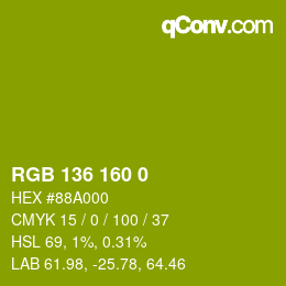 カラーコード: RGB 136 160 0 | qconv.com