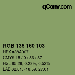 Farbcode: RGB 136 160 103 | qconv.com