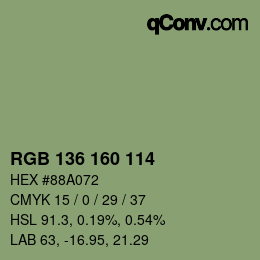 Code couleur: RGB 136 160 114 | qconv.com