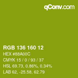 カラーコード: RGB 136 160 12 | qconv.com