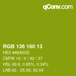 Color code: RGB 136 160 13 | qconv.com