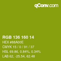 Color code: RGB 136 160 14 | qconv.com