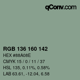Color code: RGB 136 160 142 | qconv.com