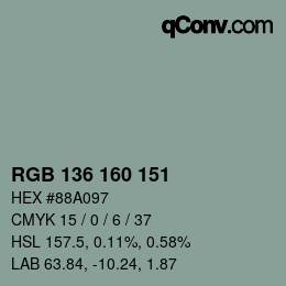 Color code: RGB 136 160 151 | qconv.com