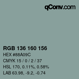 Code couleur: RGB 136 160 156 | qconv.com