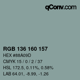 Color code: RGB 136 160 157 | qconv.com