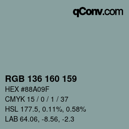 Color code: RGB 136 160 159 | qconv.com