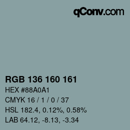 カラーコード: RGB 136 160 161 | qconv.com