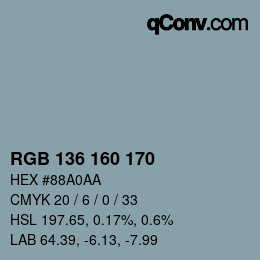 Color code: RGB 136 160 170 | qconv.com