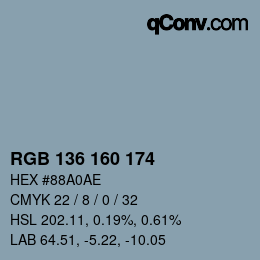 Farbcode: RGB 136 160 174 | qconv.com