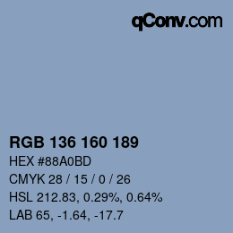 Color code: RGB 136 160 189 | qconv.com