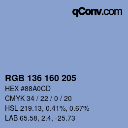 Color code: RGB 136 160 205 | qconv.com