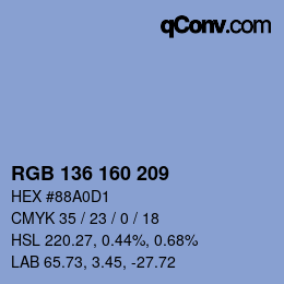 カラーコード: RGB 136 160 209 | qconv.com