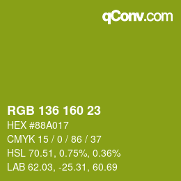 Farbcode: RGB 136 160 23 | qconv.com
