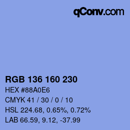 Color code: RGB 136 160 230 | qconv.com