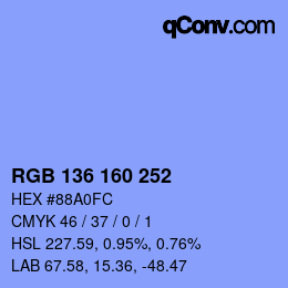 Color code: RGB 136 160 252 | qconv.com