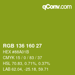 Color code: RGB 136 160 27 | qconv.com