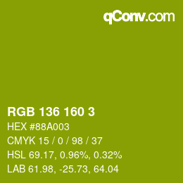 Color code: RGB 136 160 3 | qconv.com