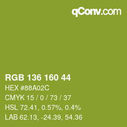 Color code: RGB 136 160 44 | qconv.com