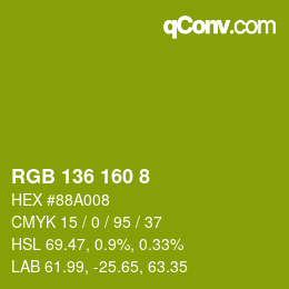 Farbcode: RGB 136 160 8 | qconv.com