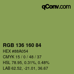 カラーコード: RGB 136 160 84 | qconv.com