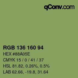 Color code: RGB 136 160 94 | qconv.com