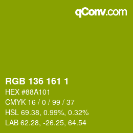 カラーコード: RGB 136 161 1 | qconv.com