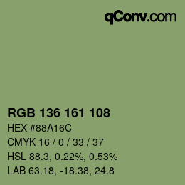 Color code: RGB 136 161 108 | qconv.com