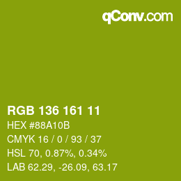 Color code: RGB 136 161 11 | qconv.com