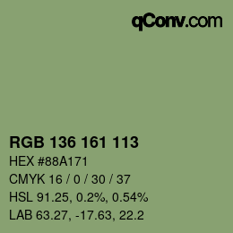 Color code: RGB 136 161 113 | qconv.com