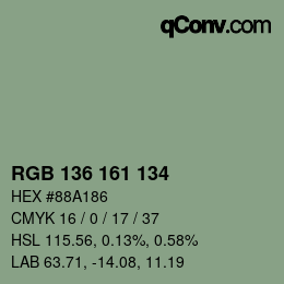 Color code: RGB 136 161 134 | qconv.com