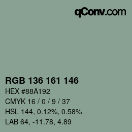 Color code: RGB 136 161 146 | qconv.com