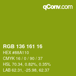 Color code: RGB 136 161 16 | qconv.com