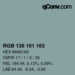 Color code: RGB 136 161 163 | qconv.com