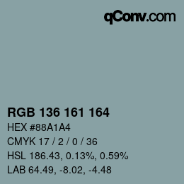 Color code: RGB 136 161 164 | qconv.com