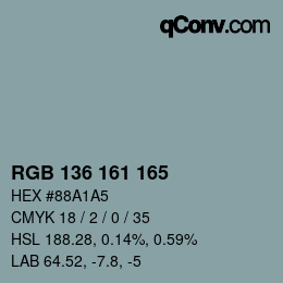 Color code: RGB 136 161 165 | qconv.com