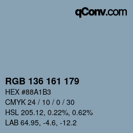Color code: RGB 136 161 179 | qconv.com