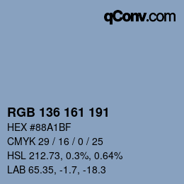 Color code: RGB 136 161 191 | qconv.com