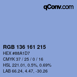 カラーコード: RGB 136 161 215 | qconv.com