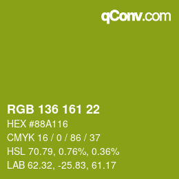 Color code: RGB 136 161 22 | qconv.com