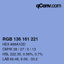 Color code: RGB 136 161 221 | qconv.com