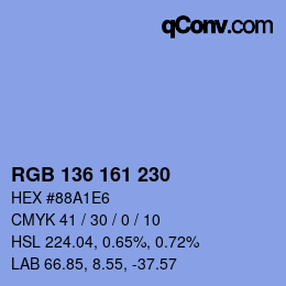 Color code: RGB 136 161 230 | qconv.com