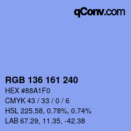 Color code: RGB 136 161 240 | qconv.com