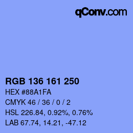 Color code: RGB 136 161 250 | qconv.com