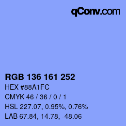 颜色代码: RGB 136 161 252 | qconv.com