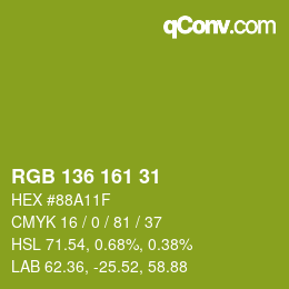 Color code: RGB 136 161 31 | qconv.com